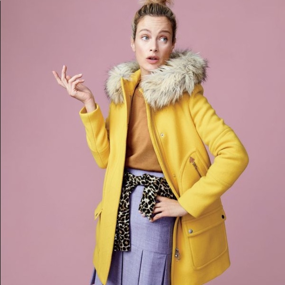 J Crew Chateau Parka Canary Yellow XXS 000 Petite